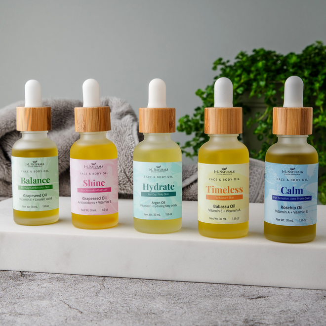 Natural Face & Body Oil Bundle (5-Pack)