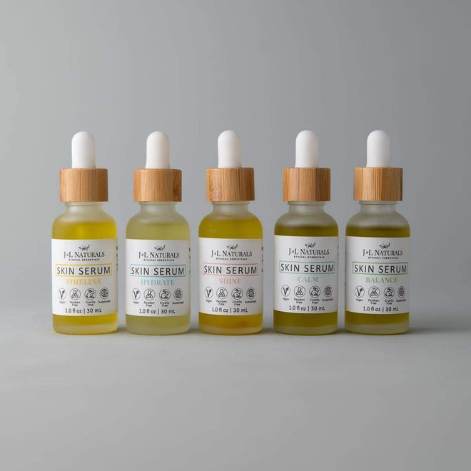 Skin Serum Bundle 5-Pack ($150 Value)-J&L Naturals-Cedarwood,Clove,Face,Lavender,Lemongrass,Non-CBD,Recycleable,Rose Geranium,Sets,Skin Serums,Tea Tree,Ylang Ylang