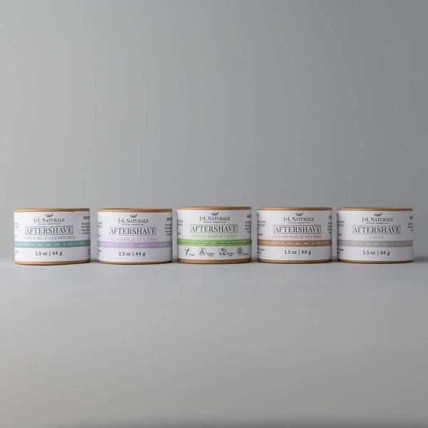 Aftershave Rub Bundle 5-Pack ($75 Value)-J&L Naturals-Aftershave Rubs,Biodegradable,Body,Cedarwood,Clove,Lemongrass,Men Set,Men's,Naked,Non-CBD,Rosemary,Sets,Tea Tree