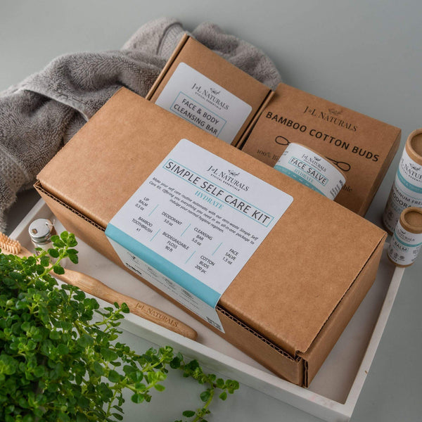 Simple Self Care Kit ($61+ Value)-J&L Naturals-Biodegradable,Body,Cleansers,Cotton Buds,Deodorants,Face,Floss,Lip Balms,Non-CBD,Salves,Sets,Toothbrushes