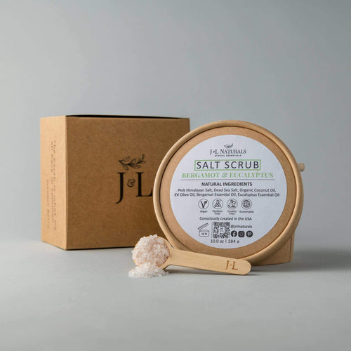 Salt Scrub-J&L Naturals-Bergamot,Biodegradable,Body,Eucalyptus,Hydrate,Lavender,Mint,Non-CBD,Scrubs,Spa