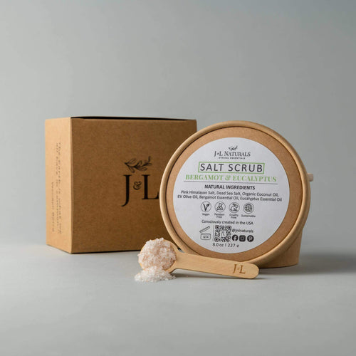 Salt Scrub-J&L Naturals-Bergamot,Biodegradable,Body,Eucalyptus,Hydrate,Lavender,Mint,Non-CBD,Scrubs,Spa