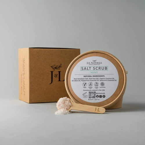 Salt Scrub-J&L Naturals-Bergamot,Biodegradable,Body,Eucalyptus,Hydrate,Lavender,Mint,Non-CBD,Scrubs,Spa